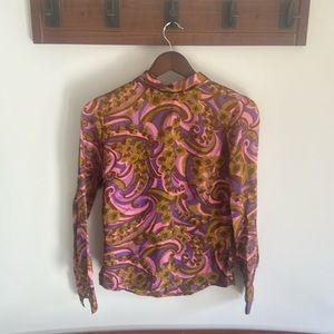 Vintage 1940-50’s Prior Western Denver Women’s Button Up Paisley Top Size Small